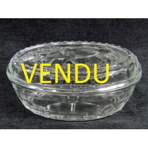 Old butter dish molded glass 