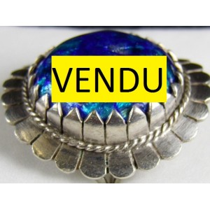 Bague Ajustable Plaqué Or Et émail De Limoges - Signée Bétourné - Occasion