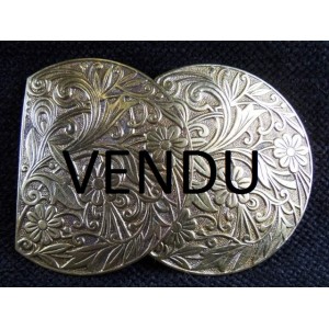 Ancienne boucle de ceinture aigle volant argent et or