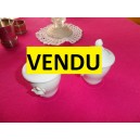 Set of 2 small old cream white porcelain pots Paris