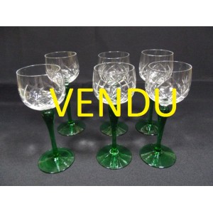 Set of 6 white wine glasses / Alsace wine cut crystal