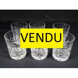 S&eacute;rie de 5 verres &agrave; Whisky en cristal taill&eacute;