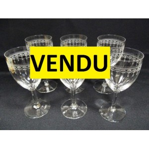 Set of 6 Glasses old water engraved crystal