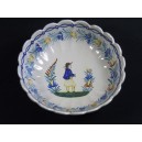 Hollow ancient earthenware plate signed HB (Quimper)