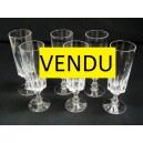 S&eacute;rie de 6 fl&ucirc;tes &agrave; champagne cristal d'Arques mod&egrave;le Louvre