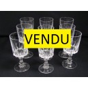 S&eacute;rie de 9 verres &agrave; vin cristal d'Arques mod&egrave;le Louvre
