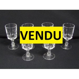 Set of 6 crystal liqueur glasses Arques Louvre model