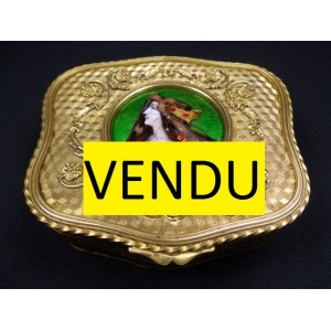 Gold metal jewelry box Art Nouveau