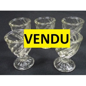 Series of 5 egg cups former molded glass