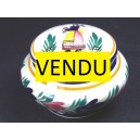 Earthenware round box signed HB Quimper