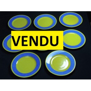 Set of 8 dessert plates Limoges porcelain Laure Japy