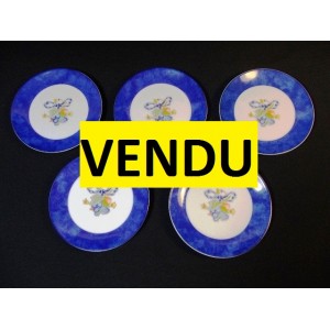 Set of 5 plates with delicacies Bernardaud Borghese blue