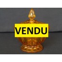 Grand sucrier ou bonbonnière en verre jaune