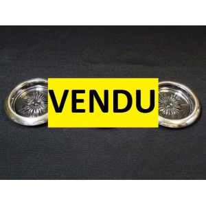 3 coasters glass and silver metal