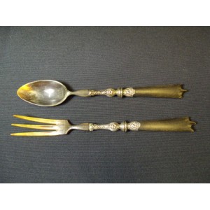 Set of cutlery for salad in horn circa 1900