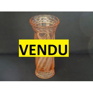 Old pink molded glass vase