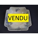 Salad bowl in ancient earthenware color celadon decor typical art nouveau blue