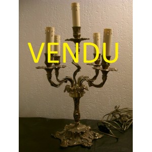 lampe candelabre en bronze patin&eacute;e