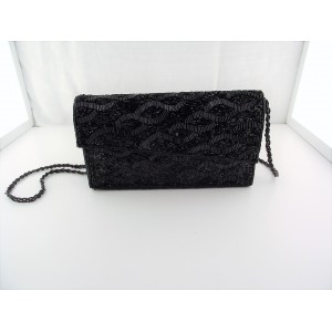 Vintage evening bag black seed beads