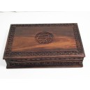Large carved wood jewelry box ancient crafts Indonesia