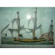 Litho ancienne bateau à voile du  XVIIIème