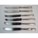 Set of 6 art deco silver metal knives