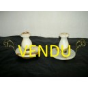 Paire de bougeoirs bronze et onyx