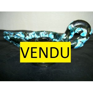 Bougeoir noir et bleu style vallauris