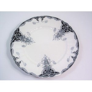 Art Nouveau L&eacute;on Graves earthenware cake/presentation dish