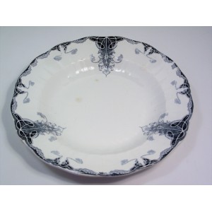 Plat rond creux en fa&iuml;ence L&eacute;on Graves Art Nouveau