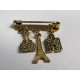 Vintage brooch Paris 3 gold metal charms