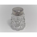Crystal salt shaker with silver cap