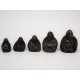 Série de 5 poids à opium en bronze en forme de Bouddha assis