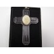 Ancienne croix pendentif en plexiglas Sainte Thérèse art déco