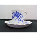 Tasse à moka porcelaine Limoges Haviland torse cerisier bleu