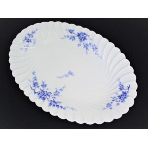 Plat ovale à viande porcelaine Limoges Haviland torse cerisier bleu