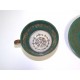 Tasse à café en porcelaine de Saxe décor vert et doré