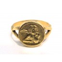 Adorable gold-plated children's ring depicting a dreaming angel
