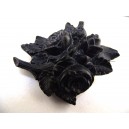 Napoleon 3 brooch in blackened wood carved with roses