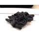 Napoleon 3 brooch in blackened wood carved with roses