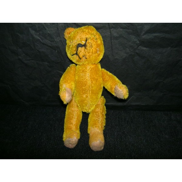 Ancien Ours En Peluche Articulé 45 Cm – Yeux En Verre – Béret écossais Vintage