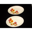 Paire de ravier en fa&iuml;ence Moulin des Loups d&eacute;cor vintage