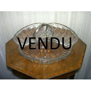 Serviteur &agrave; hors d'oeuvre en verre ancien