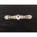Broche barrette ancienne en argent marcassites et pierre blanche art déco