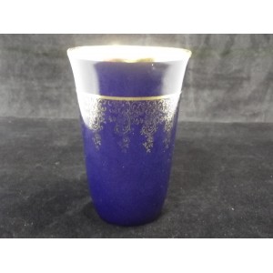Vase ancien Camille Tharaud Limoges bleu de four/cobalt décor doré