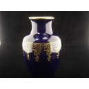 Vase balustre ancien Camille Tharaud Limoges bleu de four/cobalt décor doré