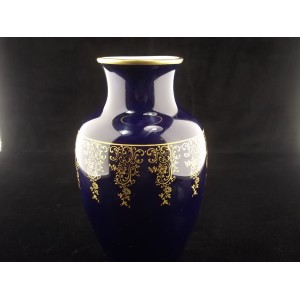 Antique baluster vase Camille Tharaud Limoges oven blue/cobalt gold decoration