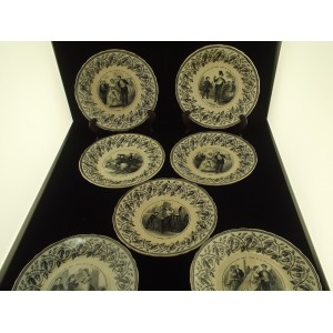 Jules Vieillard Bordeaux series of 7 talking plates the beautiful days of life Jules Vieillard Bordeaux series of 7 talking plates the beautiful days of life