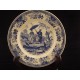 Assiette faïence Louis Lebeuf Montereau décor scène de la vie chinoise