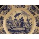 Assiette faïence Louis Lebeuf Montereau décor scène de la vie chinoise